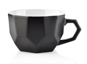 Kubek ceramiczny z uchem - SALLY GEO Czarny 450ml