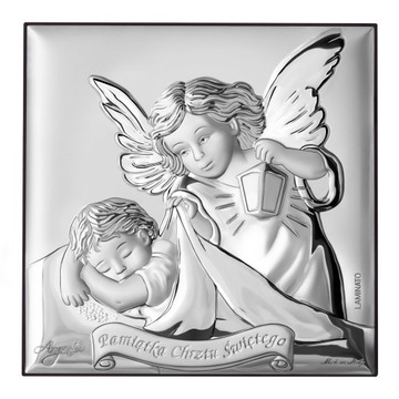 Серебряная картина для подарка на Крещение, сувенир на Крещение, гравировка ангела