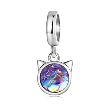 Charms Zawieszka Srebro 925 KOT Lśniący Mały Kotek Koralik do Bransoletek