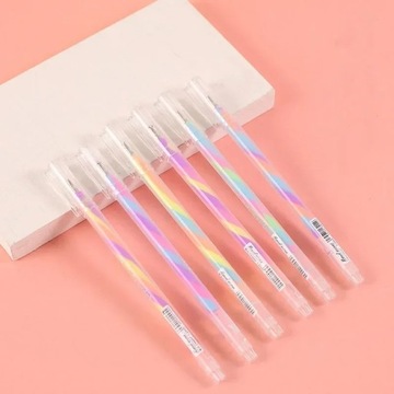 Сверкающие гелевые ручки 6 цветов, тонкие ручки с радужным градиентом для выделения
