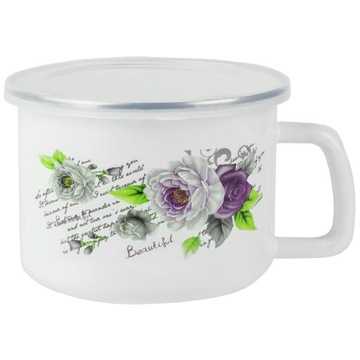 KUBEK GARNUSZEK EMALIOWANY Z POKRYWKĄ 16cm 2L