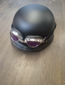 Kask otwarty orzeszek weteran czarny WSK Wfm SHL junak jawa google L