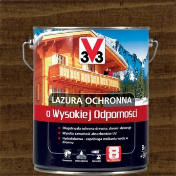 V33 LAZURA O WYSOKIEJ ODPORNOŚCI 5l DĄB CIEMNY