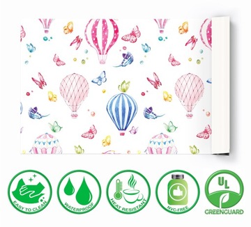 Защитный детский коврик на стол, воздушные шары пастельных тонов.