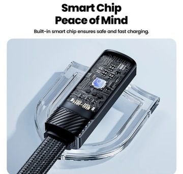 Быстрый угловой кабель Tooki USB от A до C, 100 Вт, 6 А, 90 градусов, ЖК-метр, 1 м.