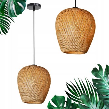 LAMPA WISZĄCA NATURALNA BOHO BAMBUSOWA PLECIONA
