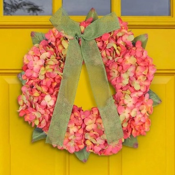 Wianek wiosenny dekoracyjny na drzwi wieniec stroik wielokolorowy kwiaty