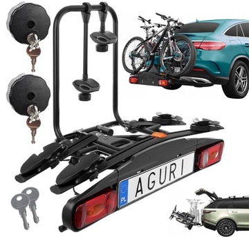 Bagażnik rowerowy na HAK AGURI ACTIVE BIKE 2 Rowery CZARNY Odchylany 13 PIN