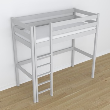 Łóżko na antresoli na antresoli drewniane N05 szary 80x190