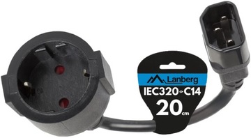 KABEL PRZEWÓD ADAPTER ZASILAJĄCY PRZEJŚCIÓWKA IEC320 C14 SCHUKO UPS GNIAZDO