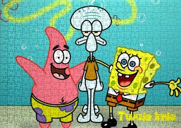 Puzzle z motywem Spongebob 96el + imię GRATIS - Różne Wzory!!