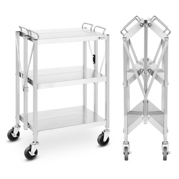 Тележка для официанта складная стальная 3 полки 400 x 580 мм до 90 кг