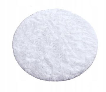 BIAŁY DYWAN SALON OKRĄGŁY 130 cm MIĘKKI PLUSZOWY