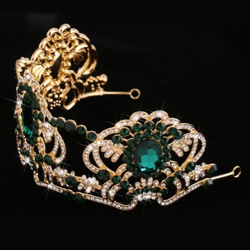 Kobieta ślubny dodatek do włosów Courrone Tiara Emerald