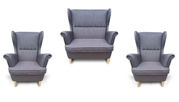 KOMPLET SKANDYNAWSKI WYPOCZYNKOWY SOFA 2 + 1 +1