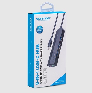 Звуковая карта VENTION + концентратор USB 3.0 + блок питания