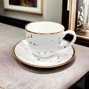 FILIŻANKA ZE SPODKIEM ALUMINA COTTAGE WHITE 300 ml PORCELANA BOGUCICE