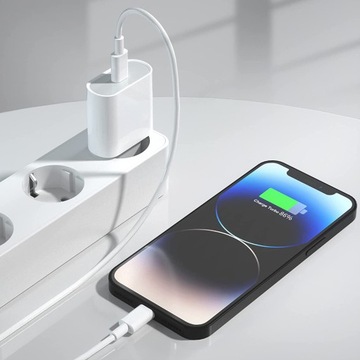 БЫСТРОЕ ЗАРЯДНОЕ УСТРОЙСТВО ДЛЯ IPHONE CUB 20ВТ + КАБЕЛЬ 1М / USB-C - ОСВЕЩЕНИЕ IPHONE