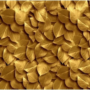 FOTOTAPETA 3D NA ŚCIANĘ DO SYPIALNI 250x175 +KLEJ, Złote liście, wzór 3D