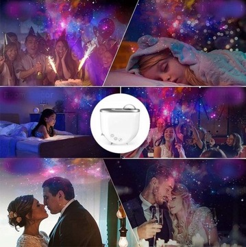 PROJEKTOR GWIAZD GALAXY LED NOCNE ŚWIATŁO GWIEŹDZISTE NIEBO MUZYK BLUETOOTH