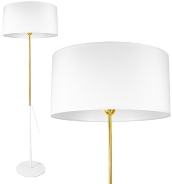 NOWOCZESNA LAMPA STOJĄCA PODŁOGOWA ZŁOTA ABAŻUR BIAŁY 40CM LOFT LED