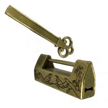 Bird padlock lock / key engraved retro Chines