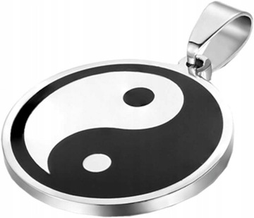Stal zagrożenia Yin Yang Symbol czarny i srebrny