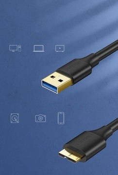 UGREEN ПРОЧНЫЙ КАБЕЛЬ ДЛЯ НАКОПИТЕЛЯ USB 3.0 К MICROUSB-B 3.0 5GBPS 2.1A 1M