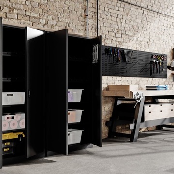 JAN NOWAK Szafa Warsztatowa Narzędziowa Garażowa BRUNO All Black: Czarna