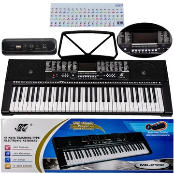 DUŻY Keyboard Duże Organy Pianino MK-2102 MP3 USB do nauki 61 klaw ZASILACZ