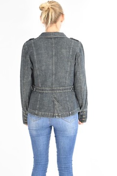 DOROTHY PERKINS KURTKA JEANS przecierana: beż + granat PAGONY - 44 / XXL