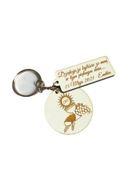 PODZIĘKOWANIE NA KOMUNIĘ ŚWIĘTĄ DREWNIANY BRELOK