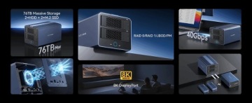 Acasis 2x HDD SATA аппаратный RAID + 2x SSD NVMe 80 Гбит/с Thunderbolt USB4 DP