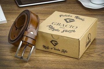 Мужской ремень из натуральной кожи Gracio Box Buckle