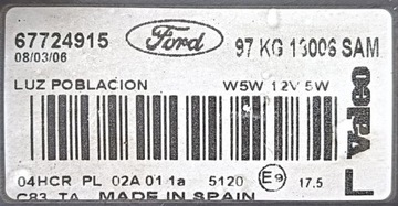 FORD KA I 99 R SVĚTLO LEVÝ PŘEDNÍ EVROPA