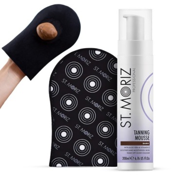 ST. MORIZ Tanning Mousse Mus Samoopalający Dark Ciemny 200ml + Rękawica