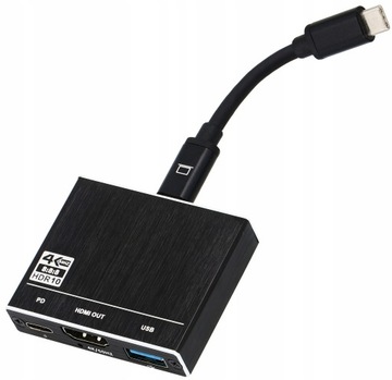 АДАПТЕР 3 в 1 USB-C HDMI 2.0 + USB 3.0 + USB C 4K/60 Гц