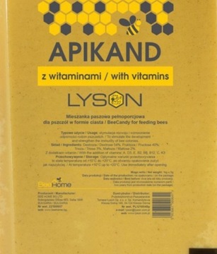 Apikand z pyłkiem - ciasto 1kg -pokarm dla pszczół