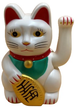 Japoński Kot Maneki-Neko Chiński Szczęścia 18cm BIAŁY