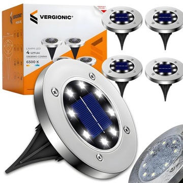 Lampy solarne ogrodowe najazdowe gruntowe lampki LED disk light 4 sztuk