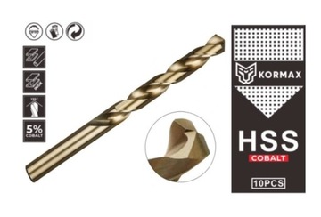 Wiertło do metalu 10,0mm HSS Co5 kobaltowe Kormax