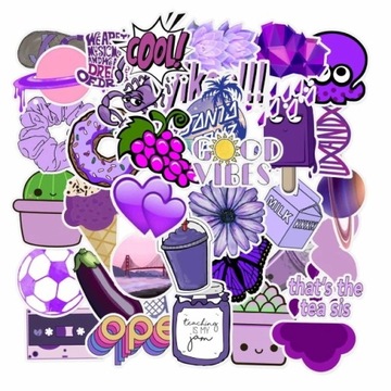 WLEPY FIOLETOWE Zestaw naklejek STICKER bomb 50szt