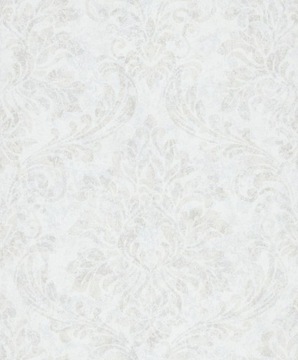 BIAŁA TAPETA WZÓR ORNAMENTY ADAMASZEK GLAMOUR DO SALONU