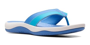 CLARKS Japonki damskie Sunmaze Surf niebieskie skórzane 35,5