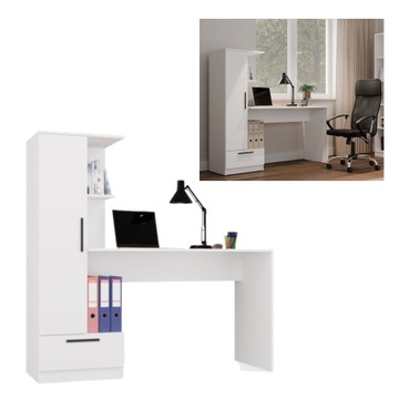 BIURKO COSMO BIAŁE Z REGAŁEM DO POKOJU BIURA DOMOWEGO