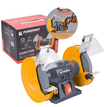 SZLIFIERKA STOŁOWA KAMIENIOWA 1500W 2X KAMIEŃ TARCZA 150MM PM-SS-1500