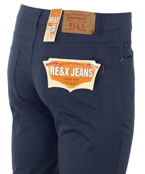 SPODNIE MATERIAŁOWE GRANATOWE BAWEŁNIANE CASUAL PROSTE WIOSENNE W50