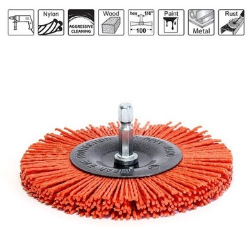 Нейлоновая щетка с диском из карбида кремния диаметром 100 мм для дрелей S&R.