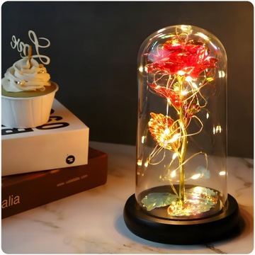 ВЕЧНАЯ СВЕТЯЩАЯСЯ СВЕТОДИОДНАЯ РОЗА В СТЕКЛЕ ДЛЯ ПОДАРКА НА ДЕНЬ МАТЕРИ + КОРОБКА