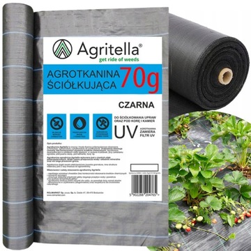 AGROTKANINA AGROWŁÓKNINA NA CHWASTY UV CZARNA MATA ŚCIÓŁKUJĄCA 1,1x100m 70G